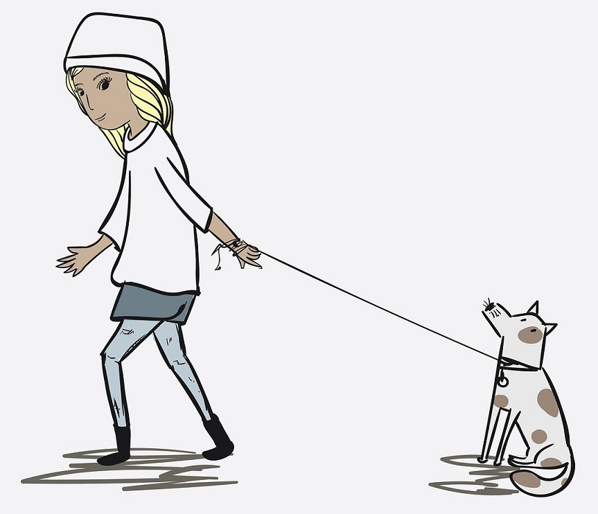 gedachteloze wandeling met hond